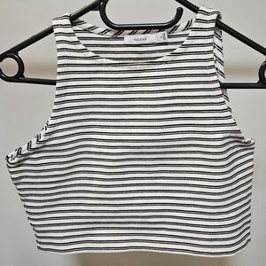 ARITZIA Talula Black and White Striped Women's Racerback Tank Crop Top